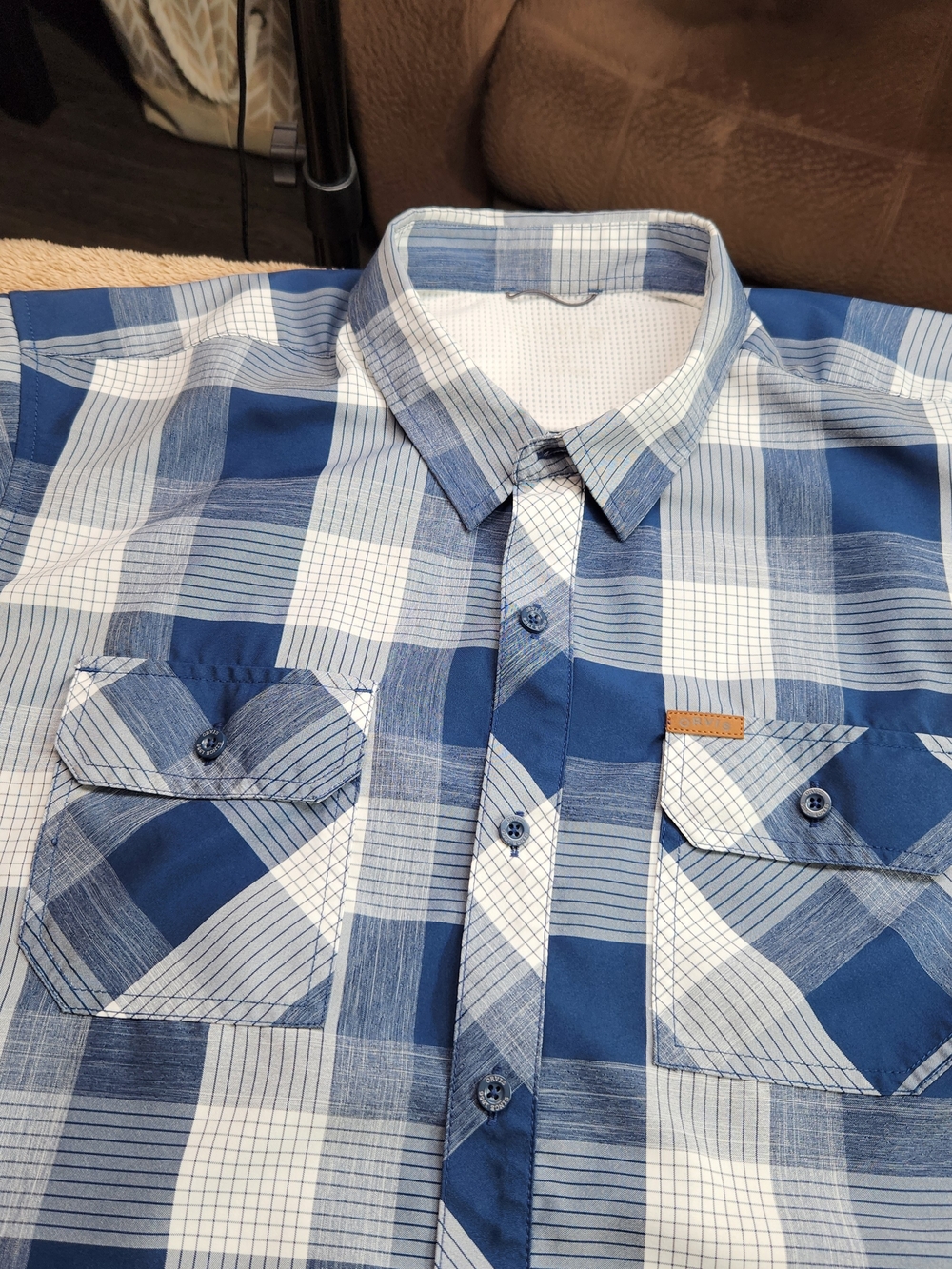Blue Plaid Orvis Performance Men’s Button-Up Shirt Size XL